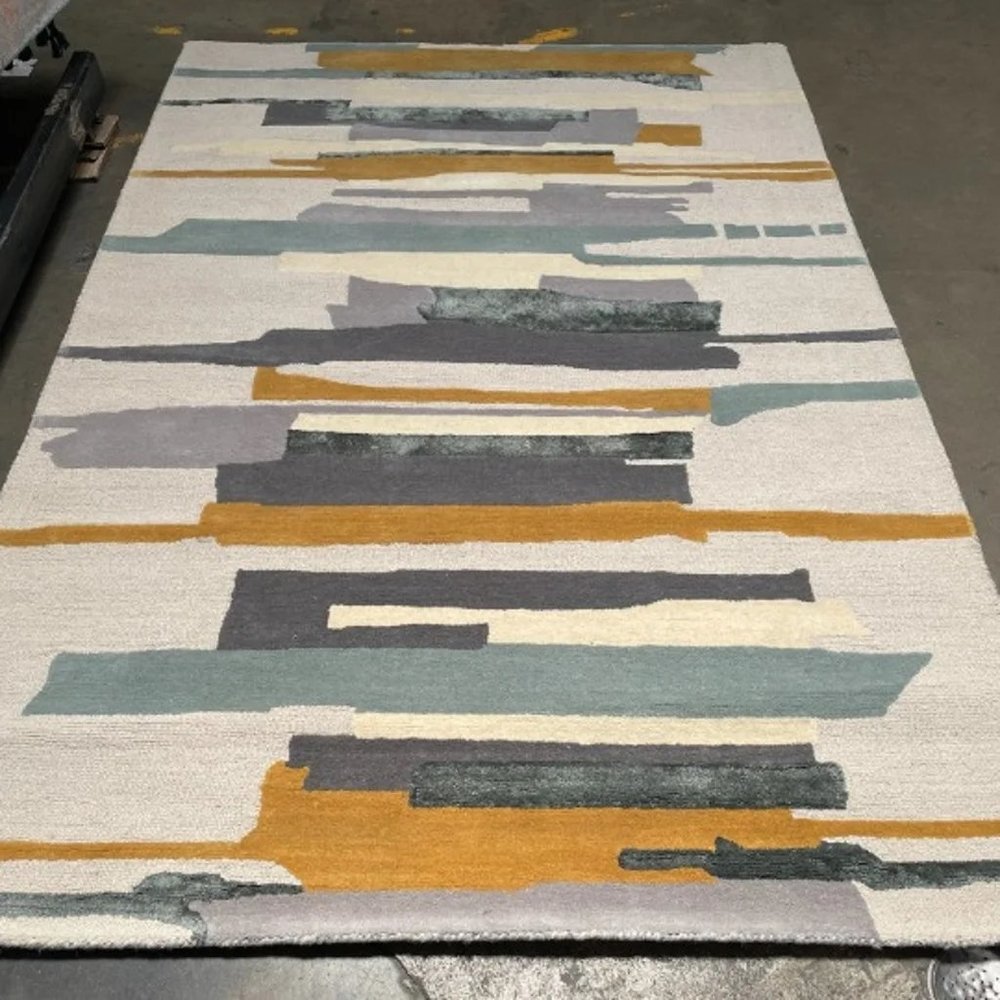 5'3" x 7'6" Feet Wool Handmade Beige Gold Grey Modern Soft Plush Thick Area Rug